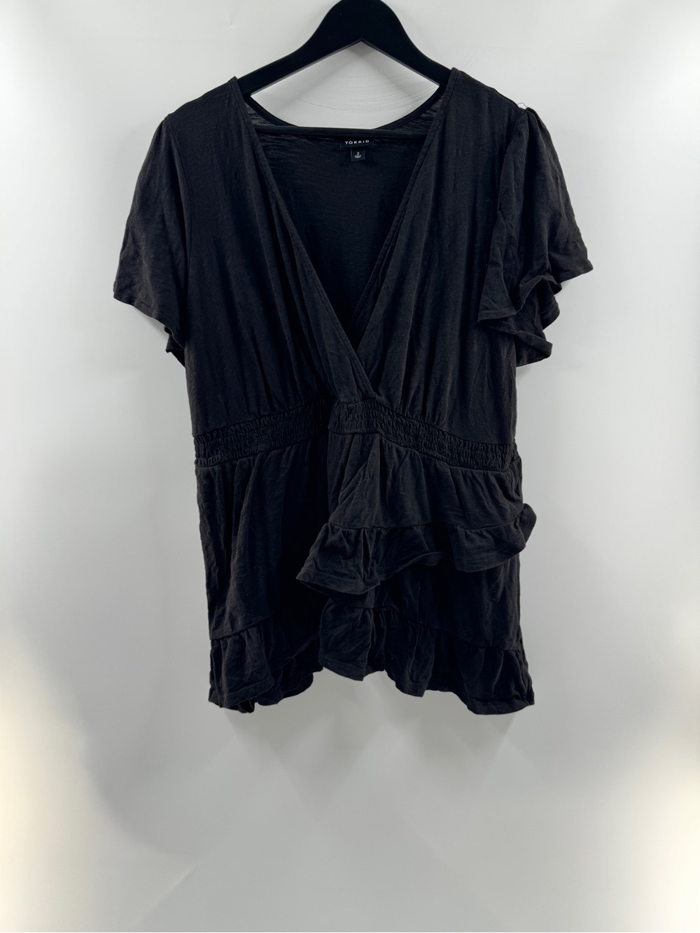 Torrid Black Ruffle Wrap Top – Women's Size 2